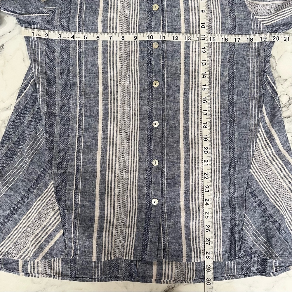 Soft Surroundings Striped Button Down Tunic Top Linen Cotton Blend Size Large - Picture 6 of 9
